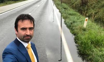 Koen Daniëls bij plassen op parallelweg