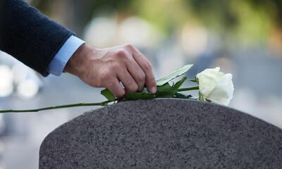 Roos op grafsteen (iStock)